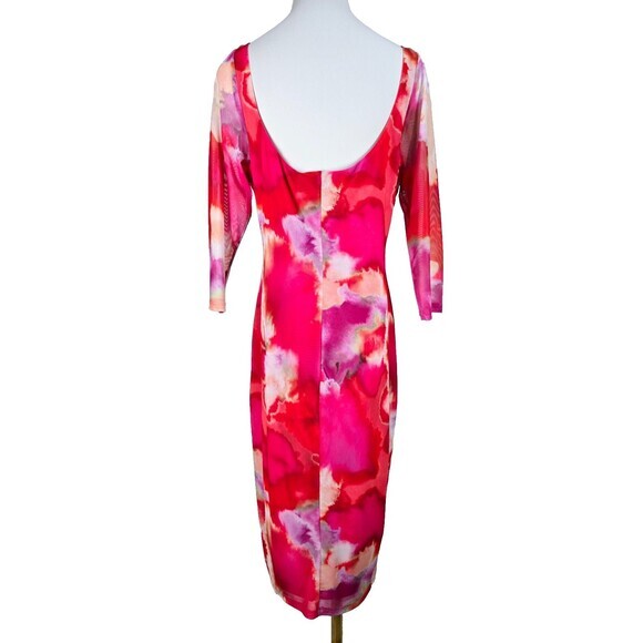 $345 Black‎ Halo Livley Watercolor 3/4 Sleeve Sheath Bodycon Dress Size XL - Picture 6 of 10